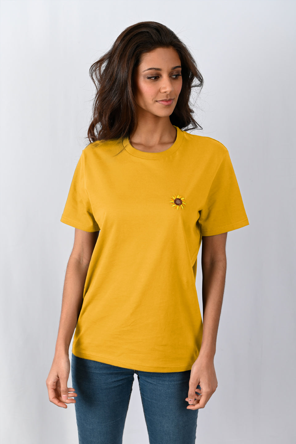 T-shirt Fleur brodée yellow sunshine